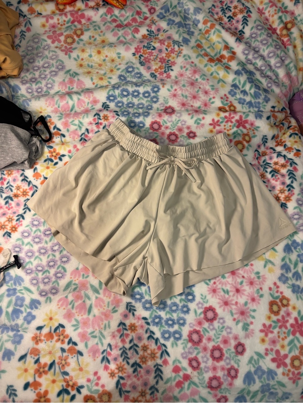 Reebok Beige Athletic Drawstring Shorts